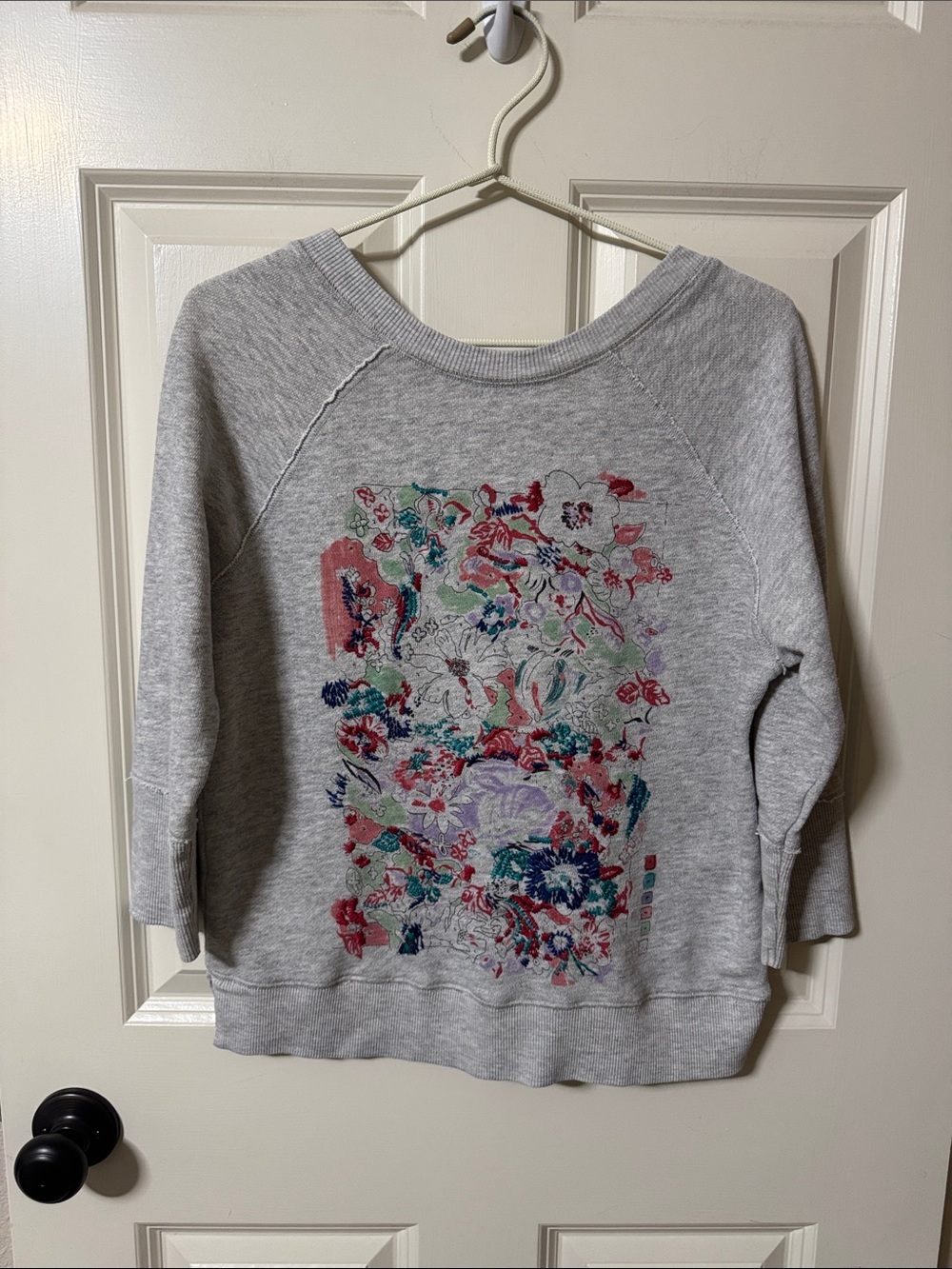Anthropologie Floral-Print with Embroidered Accents Sweatershirt